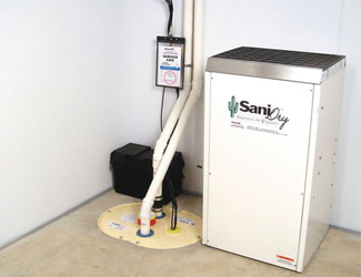 a complete basement waterproofing system installed in a Jonesboro home